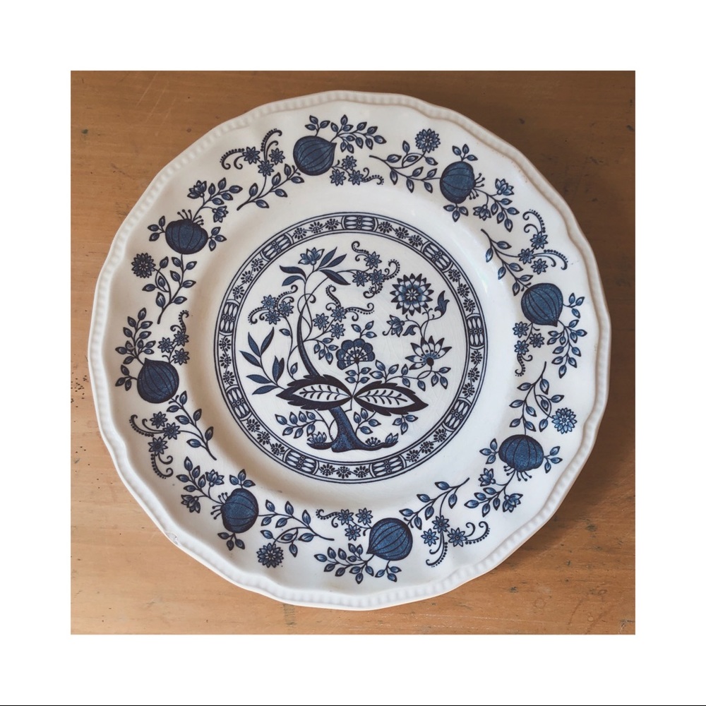 Vintage Indigo Blue & White Farmhouse Dinner Plate